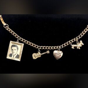 Vintage 1950 bracelet charm Elvis’s preisler with photo Guitar and Heartbreak do